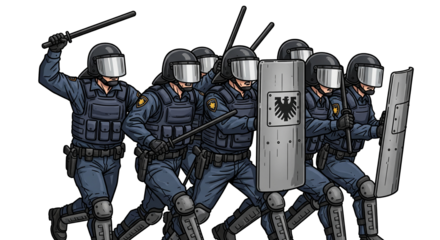 police army try to attack