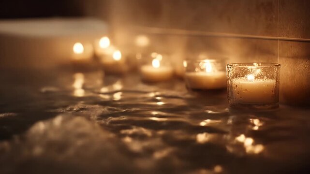Aromatic candles in a warm bath