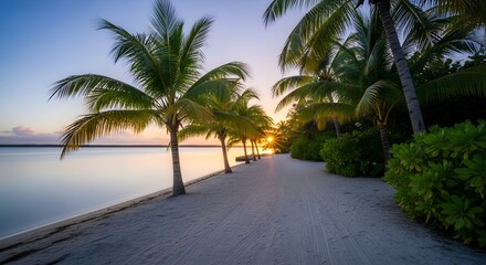 Tropical Beachfront Path long exposure feel in lakeside photo
