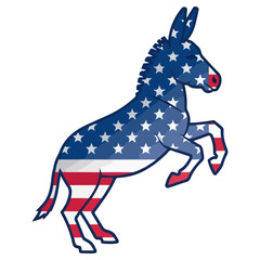 American Democratic Donkey Symbol with Patriotic US Flag Design.
