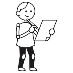 Person Concentrating on Document.