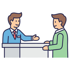 Hotel Receptionist Assisting Guest.