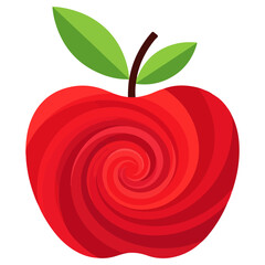 Red Apple with Swirling Design Illustration.
