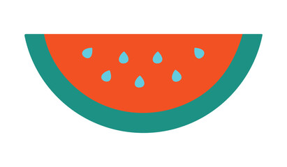 Stylized and colorful illustration of a watermelon slice for summer themes.