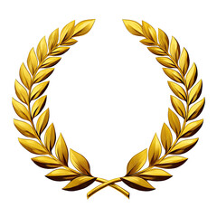 Golden laurel wreath, circular, intricate design, with detailed leaves