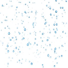 Falling Blue Rain Droplets on White Background