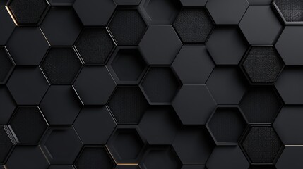 Black Honeycomb Hexagon Geometric Abstract Pattern Background - Minimalist Art Design Texture for Decoration, UI Design, Wallpaper and Tech Themes
