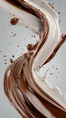 Silky Stream of Chocolate and Milk in High-Fidelity Vertical Poster