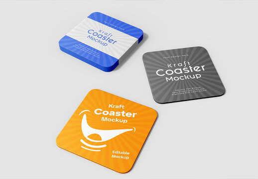 Set of Square Coaster Mockup