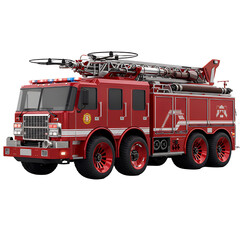 Red Fire Truck with Ladder and Lights.