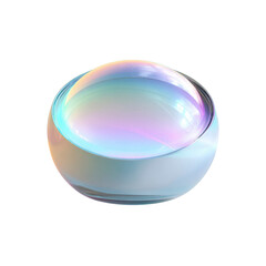 Iridescent Glass Sphere, Abstract Orb with Pastel Rainbow Reflections
