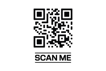 Fototapeta premium Black and white qr code with scan me text