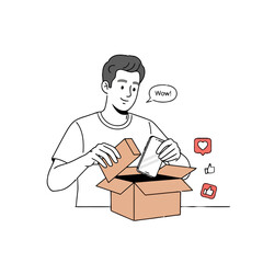 Man unboxing a new smartphone