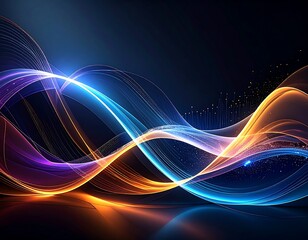Abstract swirling lines of vibrant light on a dark background