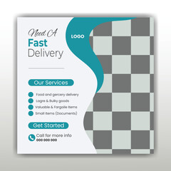  Vector fast delivery service social media post design template
