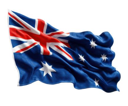 Australian national celebration with flag waving in the wind outdoors