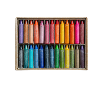 Colorful crayons in a tidy box ready for creative projects and fun