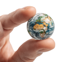 Holding the world in hand represents global awareness and connection
