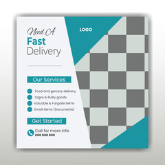   Vector fast delivery service social media post design template
