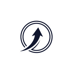 Upward trending arrow inside a circle