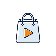 Shopping bag with play button icon