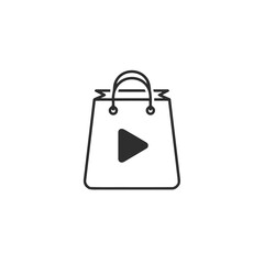 Shopping bag with play button icon