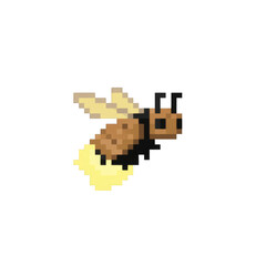 Fototapeta premium Pixel Art Firefly with Glowing Body and Wings Isolated on Transparent Background Insect