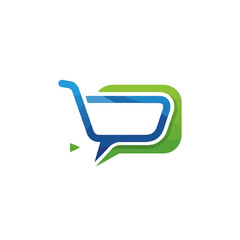 Shopping cart speech bubble logo