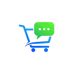 Shopping cart with speech bubble icon