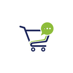 Shopping cart with speech bubble icon