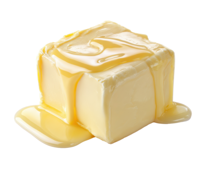 Creamy butter melting on a warm surface for cooking or baking