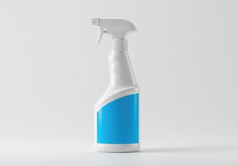 a disinfectant spray bottle white and blue label