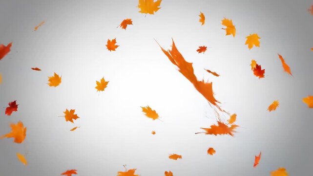 Pile of colorful autumn leaves gently falling in slow motion