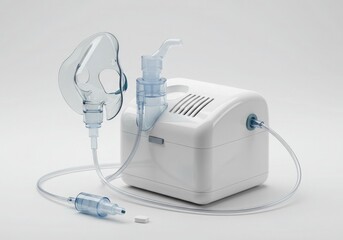a nebulizer machine with mask and tubing compact