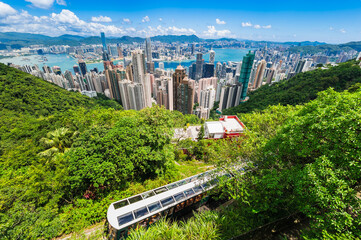 香港　ピークトラムとビクトリアハーバー