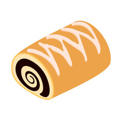 Poppy seed cake - hand drawn isometric vector illustration.