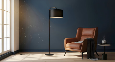 Interior Design with Armchair, Lamp and Side Table