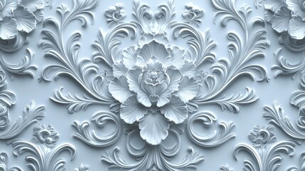 Ornamental design featuring intricate relief craftsmanship and advanced aesthetics in white textures for contemporary luxury interiors