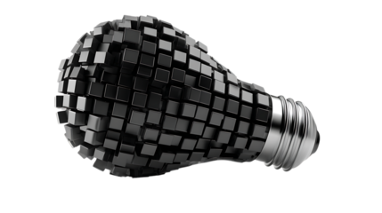 Abstract geometric object with metallic texture isolated on transparent background