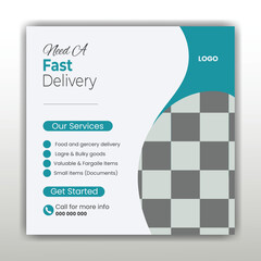  Vector fast delivery service social media post design template

