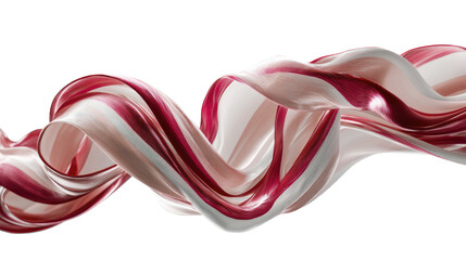 Abstract swirling ribbons of red and pink, white
