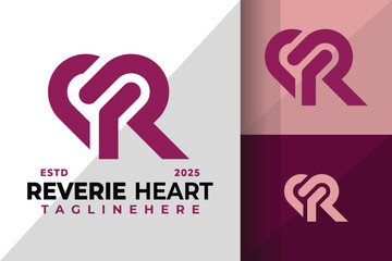 Letter R Heart Logo Icon Vector Design Illustration
