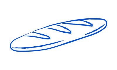 French baguette bread. Mediterranean pastry. Vector illustration.