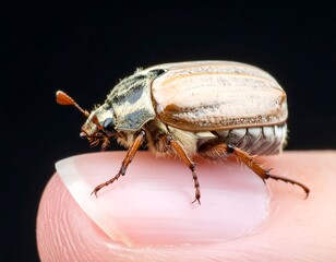 Close-up of a beetle on a finger (1)