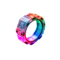 Futuristic RGB Illuminated Crystal Ring - Abstract Technology Design