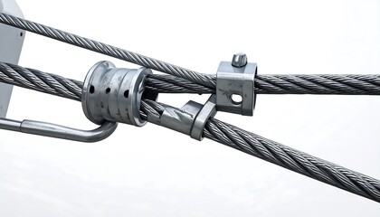 Close-up of metal cable connectors