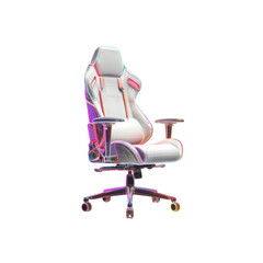 Modern White Gaming Chair with Colorful Wireframe Overlay