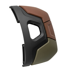 Automotive part isolated on transparent background, featuring a multitoned design with brown, black, and olive green sections, ideal for showcasing vehicle components and aftermarket accessories