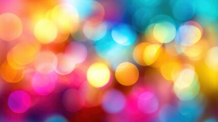Fototapeta premium A mesmerizing display of colorful bokeh lights adds a festive and cheerful ambiance during a lively evening celebration in an urban environment, capturing the essence of joy and excitement.