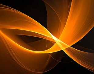 Abstract swirling orange shapes on black background